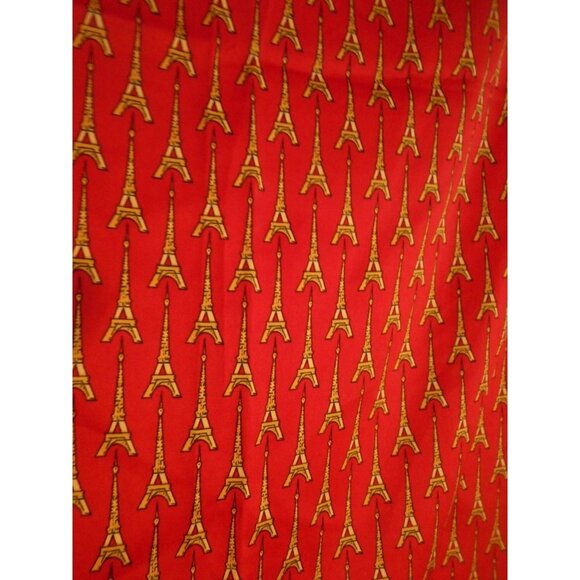 Paris Scarf La Tour Eiffel Reflets D'Art Red Gold 35" Square Estate Find - Picture 2 of 4